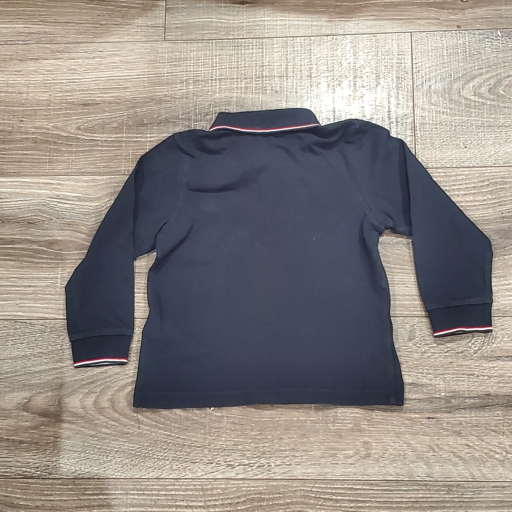 Moncler Polo Shirt Size 4 Dark Blue Kids Polo with Red Trim - Picture 4 of 4